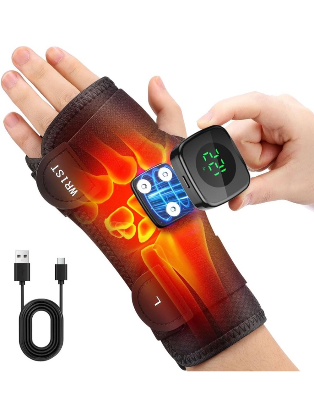 Heated Wrist Brace Left Hand Electric USB Rechargeable NIB